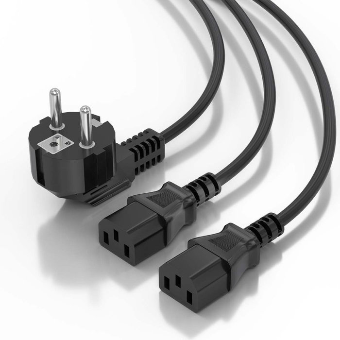 Aisens Cable de Alimentación CPU CEE7/7 a 2x C13, 3m, Negro